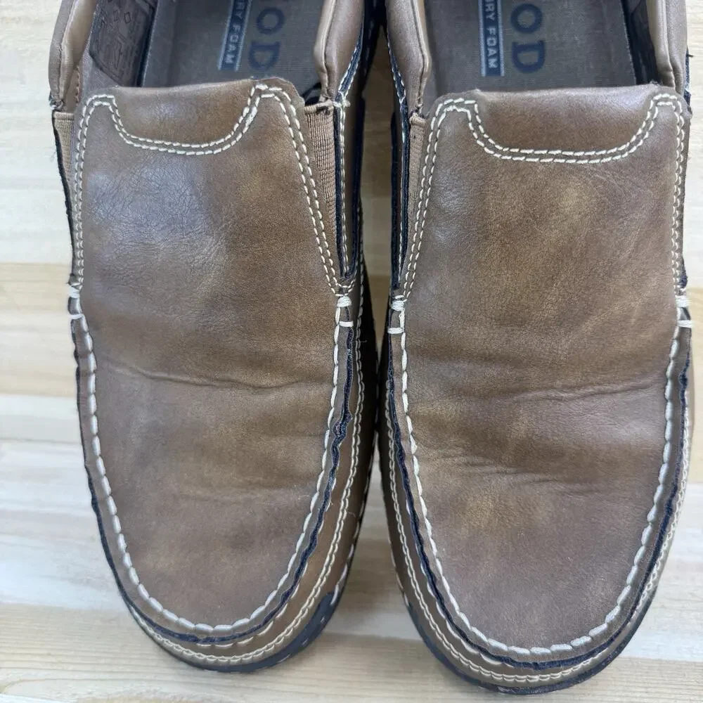 Izod Charlie Dark Tan Brown Slip On Loafer Memory Foam Men’s Size 9M